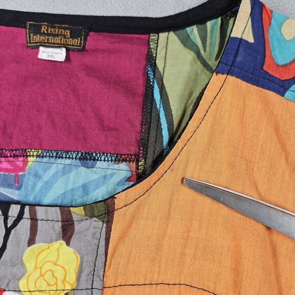 Rising International Patchwork Dress Size XXL Sun Dress Boho Hippie Artsy Cotton - Picture 2 of 14